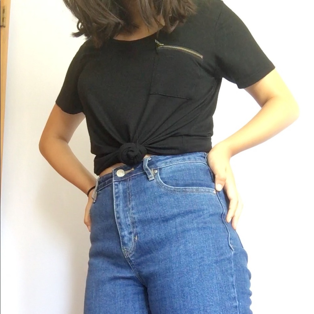 Black Tee with Gold Zipper